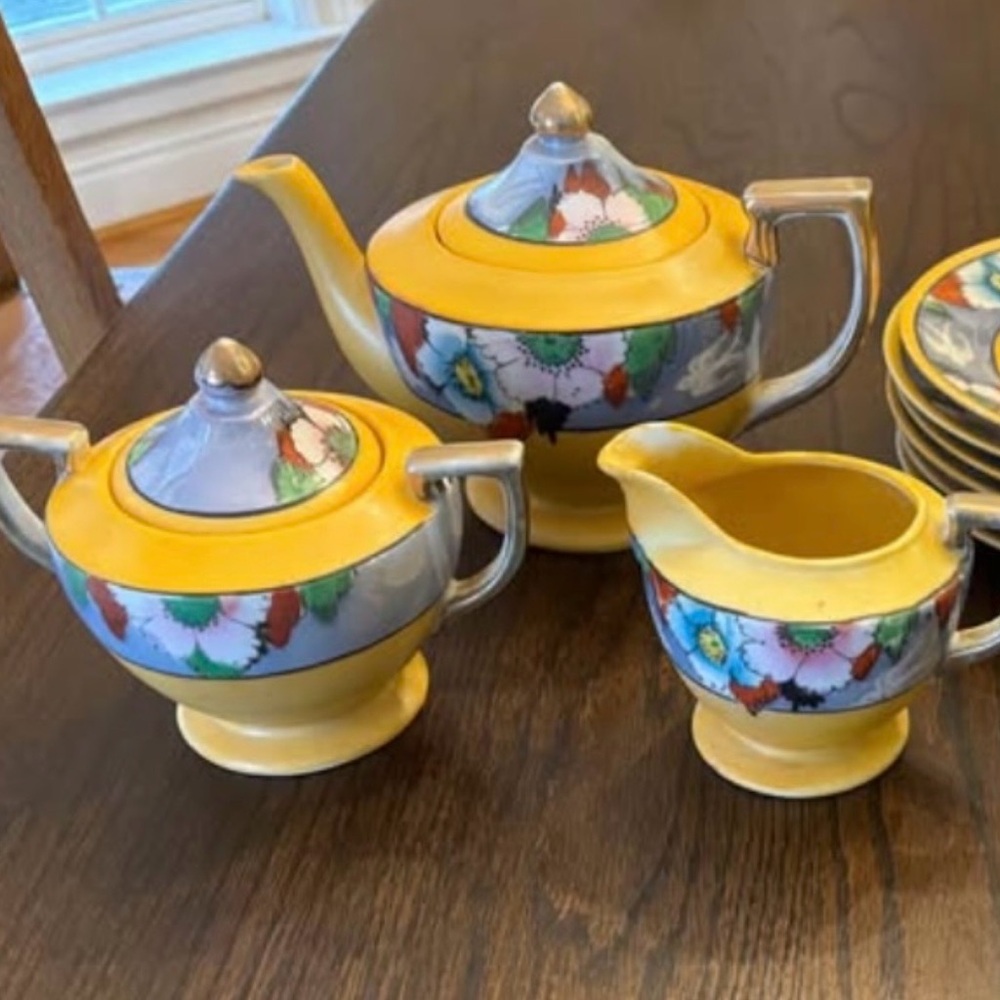 Vintage Japanese T T Takito “Ghost Bird” Lusterware Tea Set